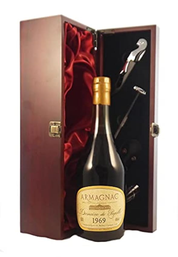 hohen Rabatt Vintage Armagnac Domaine de Papolle 1969 (70cl) in einer mit Seide ausgestatetten Geschenkbox, da zu 4 Weinaccessoires, 1 x 700ml lsJECqdM billig