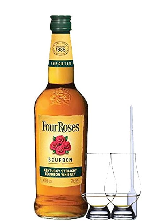 neueste Four Roses Straight Bourbon 1,0 Liter + 2 Glenc