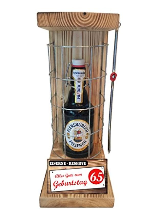 Mode Flensburger Pils - Biergeschenke für Männer lustig 65 Geburtstag Eiserne Reserve Gitter Text rot: Alles Gute zum 65. Geburtstag Bier (1 x 0.33l) BdDjySCv Online Shop