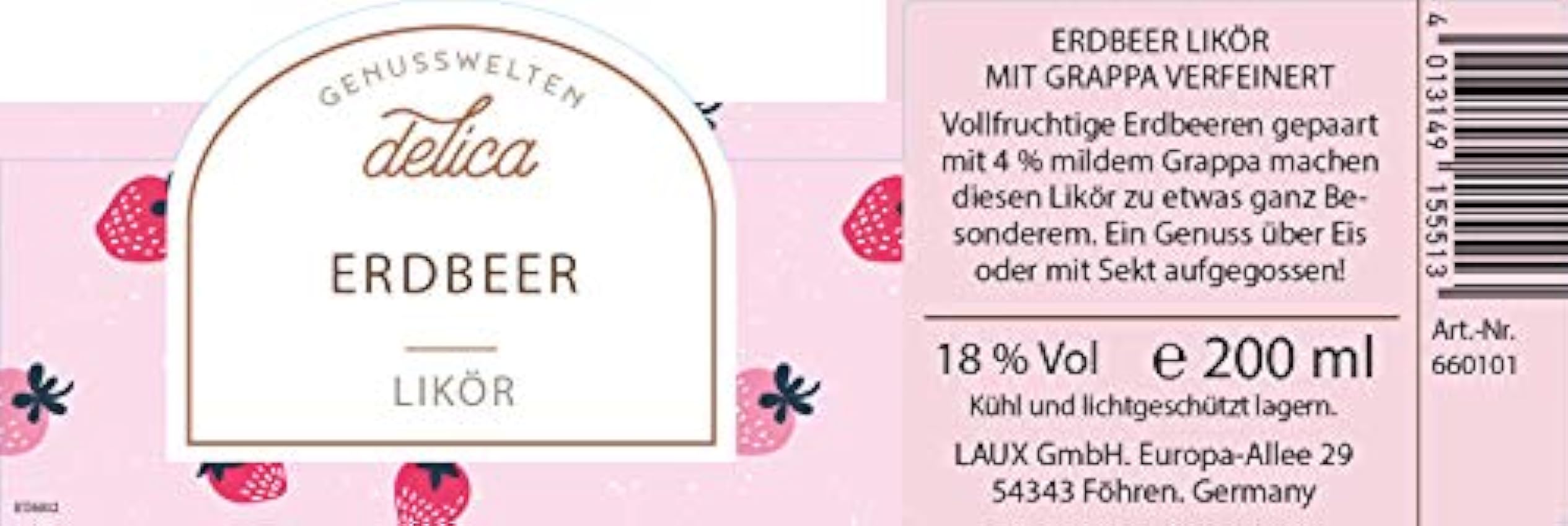 guter Preis LAUX Erdbeer Likör – Erdbeere & Grappa Premium Likör - Fruchtige, Süße Noten & Mildes Aroma - Hochwertige Zutaten - 18% Vol. & 0,2 L Pv0pDTar groß