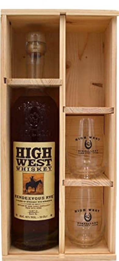 Kaufen Online High West Distillery Rendezvous Rye Whiskey 0,7l in Holzbox mit 2 Gläsern GHnCk66v gut verkaufen