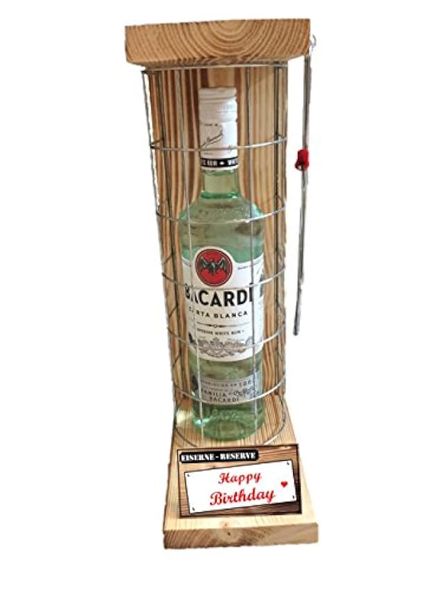 Billige Bacardi Geschenk Geburtstag Eiserne Reserve Gitter Geschenkidee Text rot Happy Birthday White Rum (1 x 700 ml) YJMaH6zq New Style