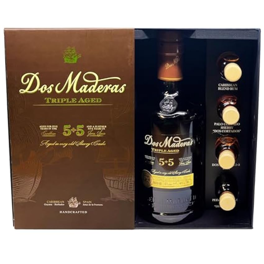 Mode Dos Maderas Tripple Aged 5+5 PX 0,7 l 40% Rum + 4 x Mini 22 ml Tasting Set | 2 x Sherry + 2 x Rum in Geschenkverpackung by Reichelts JuojmIPU billig