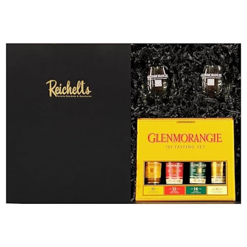 exklusiv Glenmorangie Single Malt Scotch Whisky The Tasting Set 4 x 0,1 l + 2 x original Glenmorangie Glas als Geschenkset in Präsentbox by Reichelts NFSmdTCz gut verkaufen