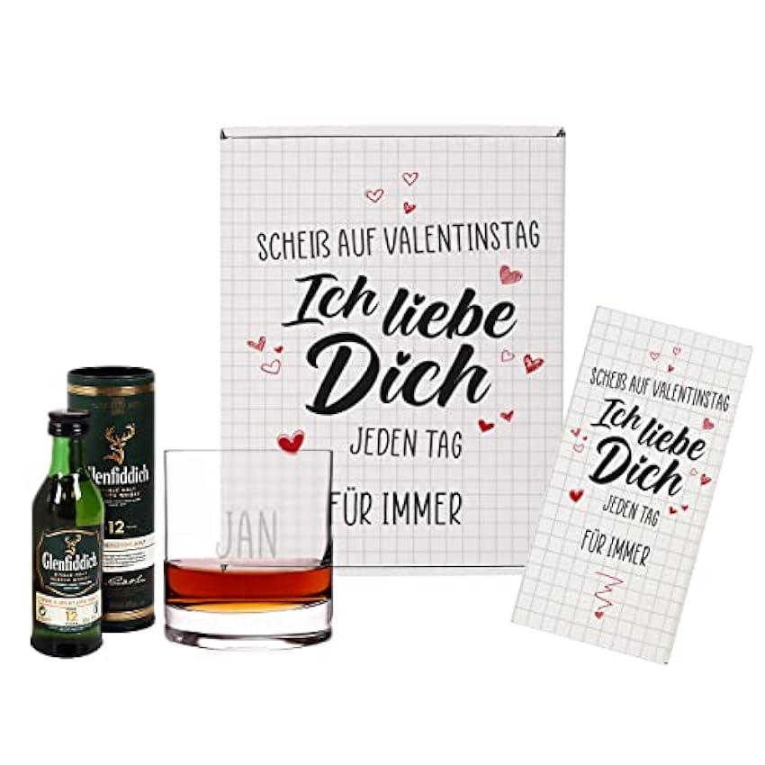 Mode Herz & Heim® Whisky Set zum Valentinstag mit Whisk