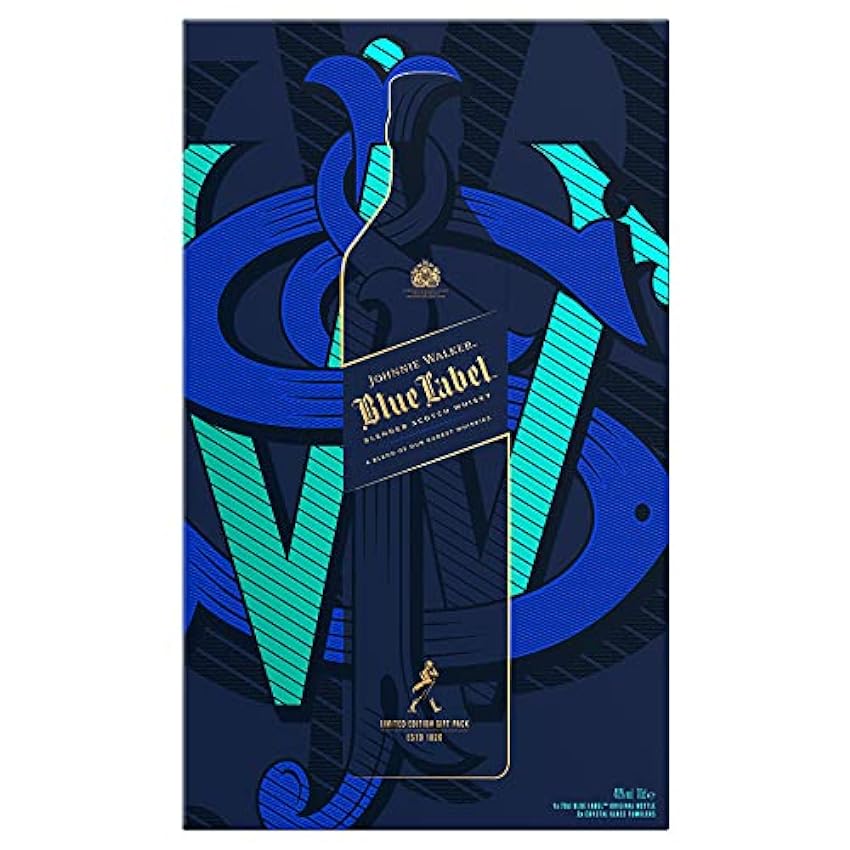 billig Johnnie Walker Blue Label Blended Scotch Whisky 700ml Geschenkset mit 2 Kristallgläsern HFKwPfXC billig