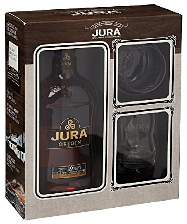 exklusiv Isle of Jura Origin 10 Years Old + GB mit 2 Gläser 40% Vol. 0,7 l nj7b13TS Mode