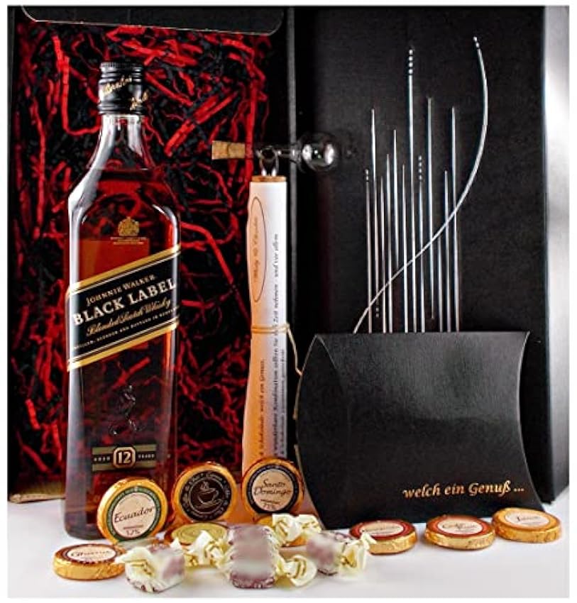 exklusiv Geschenk Johnnie Walker 12 Jahre Black Label scotch Whisky + Glaskugelportionierer + Edelschokolade + Fudge Bzb1Y4Zh Hohe Quaity