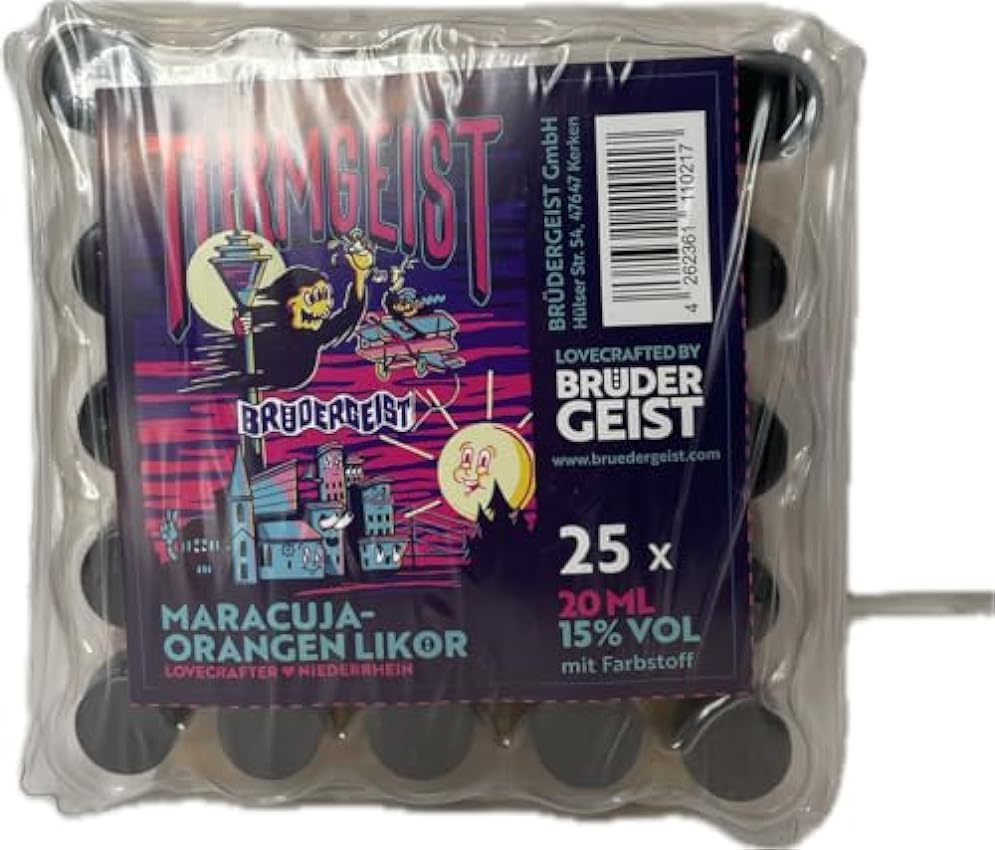 Klassiker Turmgeist by Brüdergeist - Maracuja-Orangen Fruchtlikör - Ready to Drink - 15% Vol. - Partygröße 25 x 2 cl RsEzt7wT groß