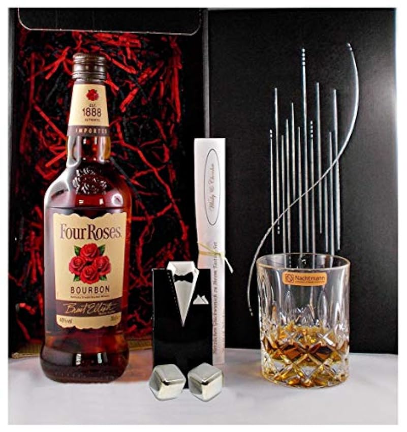 Klassiker Geschenk Four Roses Bourbon Whiskey + Nachtmann Glas + 2 Whisky Kühlsteine GIw0GBUi Hot Sale