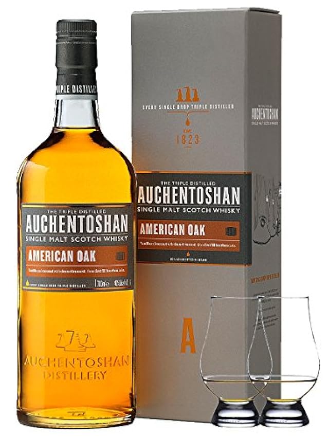 Kostengünstige Auchentoshan American Oak Single Malt Whisky 0,7 Liter + 2 Glencairn Gläser 71xpOpFE Online