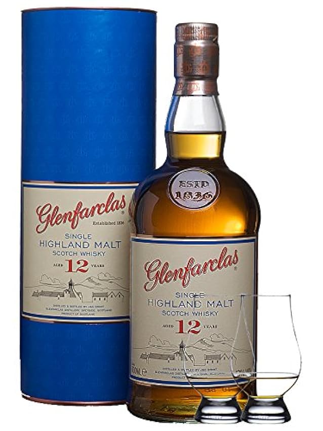 Kaufen Online Glenfarclas 12 Jahre Single Malt Whisky 1,0 Liter + 2 Glencairn Gläser gwkOUcMD Spezialangebot