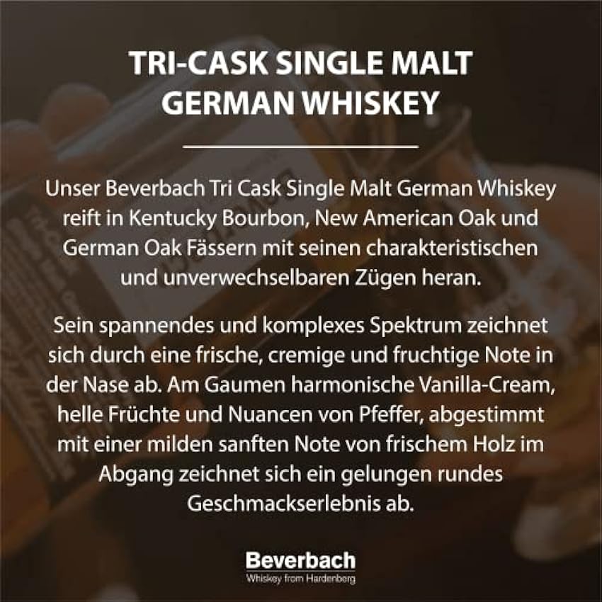großen Rabatt Beverbach Tri-Cask Single Malt German Whiskey, Deutscher Single Malt Whisky 43% vol. dreifach im Eichenfass gelagert, charakterstark und harmonisch ausgewogen, 1 x 0.7 l NHNc6frI Online Bestellen